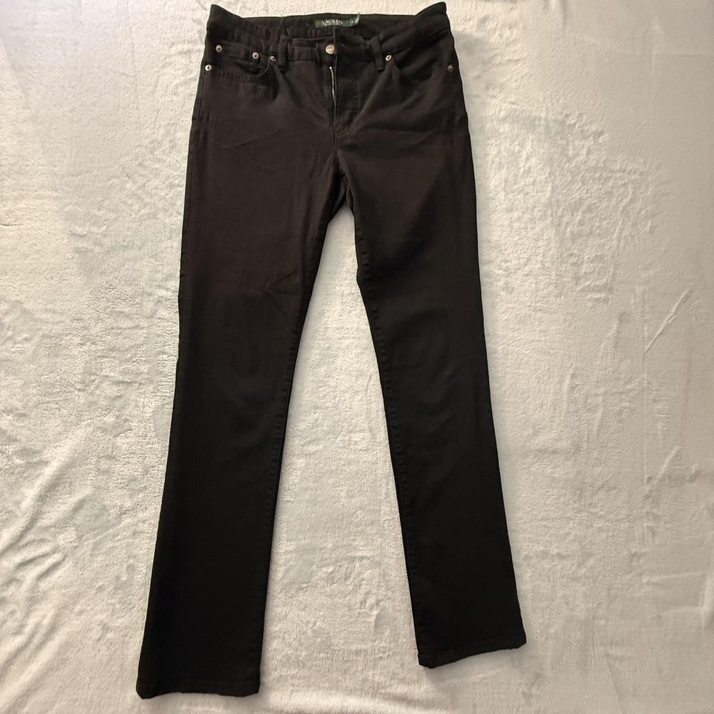 Lauren Ralph Lauren Modern Straight Curvy Jeans Womens 8 Black Dark Wash Denim